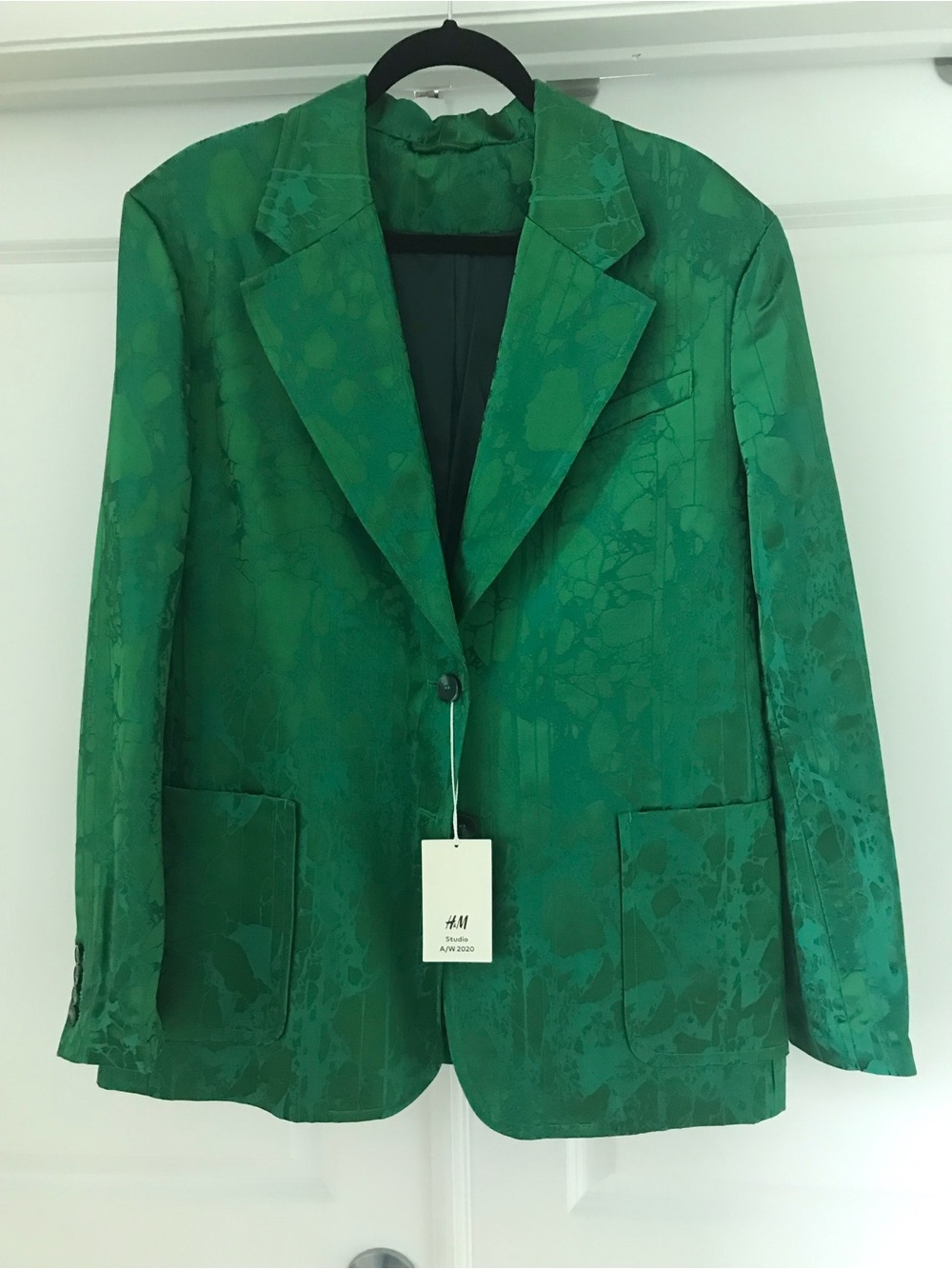 H&M Emerald Green Jacquard Single-Button Blazer